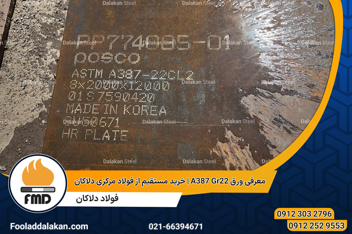 ورق A387 گرید 22 | خرید مستقیم از فولاد مرکزی دلاکان